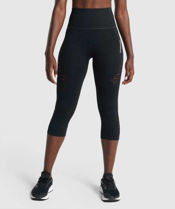 Damske Legíny Gymshark Energy Seamless Cropped Čierne | QS9245687